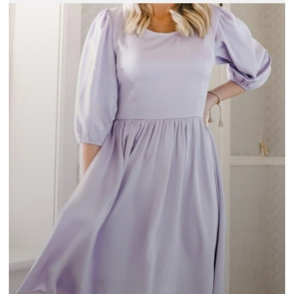 Ivy City Co Lavender Puff Sleeve Mini Dress Cottagecore Women XS
